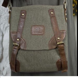 Stylish Olive Green Crossbody Bag with Brown Accents
